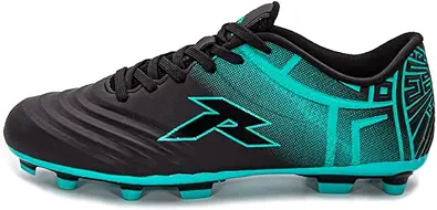 RUNIC Soccer Cleats for Men and Boys ÔÇô Firm Ground Cleats with Multi-Shaped Studs - Textured Forefoot- Soft Lining -Flexible Upper - Reinforced Stitching - Black/Gold - 6