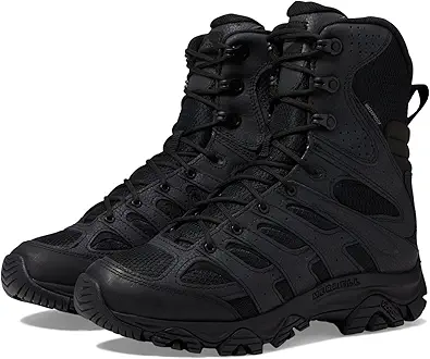 Merrell MenÔÇÖs Moab 3 8ÔÇØ Zip Tactical Waterproof Boots, Durable & Comfortable Coated Leather Combat Hiking Shoes