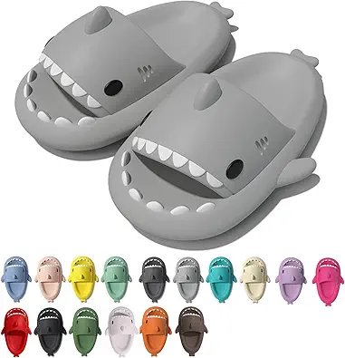 rosyclo Shark Cloud Slippers, Shark Cute Slides for Women Man,Summer Slipper Sandals for Boys Girls Spa Platform Shoes Non-Slip Beach Open Toe Beach Sandals Shower Couple Shoes
