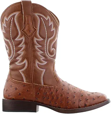 ROPER Mens Bumps Ostrich Square Toe Casual Boots Mid Calf - Brown, White