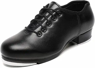 Mens Lace Up Black Tap Shoes Leather Dance Shoe for Men