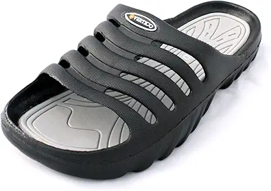 Vertico - Shower Sandals | Slide-On and Comfortable Pool-Side Shoes - Black & Grey