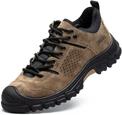 Steel Toe Shoes for Men, Safety Mens Work Shoes Comfortable Indestructible Construction Shoes Leather