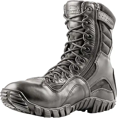 Tactical Research Khyber TR960Z 8" Lightweight Black Tactical Boots for Men with Zipper - Designed for Police, EMS, and Security Personnel with Vibram Ibex Traction Outsole