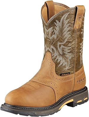ARIAT BMVY9 Mens WorkHog Waterproof Composite Toe Work Boot Aged Bark/Army Green 12 Narrow