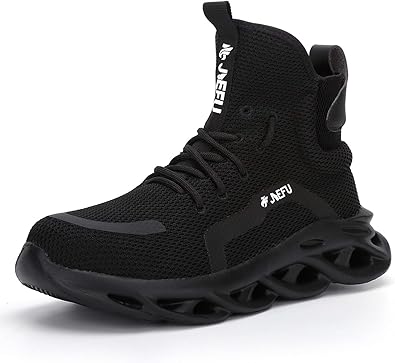 XUNRUO Work Safety Boots for Men and Women Steel Toe Lightweight Breathable Pull on Construction Boots