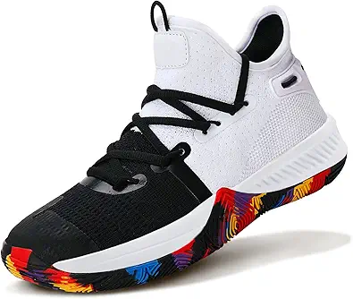 ASHION Men Basketball Shoes Arch Support Mens Sneakers Anti Slip Breathable Comfortable High Top Sports Running Walking Tennis Shoes