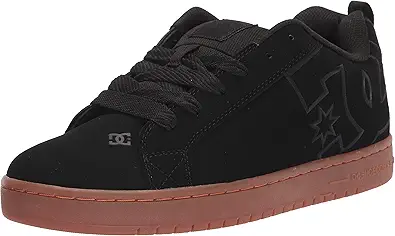 DC Men's Court Graffik Casual Low Top Skate Shoe Sneaker, Black/Gum/Black, 10