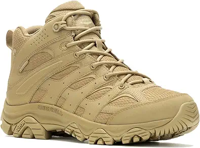 Merrell Men's Moab 3 Mid Response Tactical Waterproof Boots, Lightweight Full Grain Leather Work Hiking Outdoor Shoes