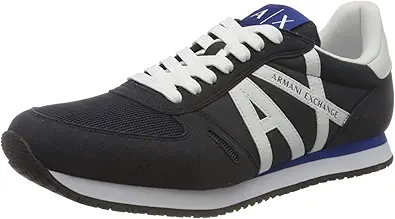 A|X Armani Exchange Men's Low-top Sneakers, Navy + Optical White, 13
