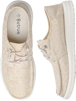 Betrue Men's Lightweight Soft Deck Shoes, Cotton Canvas Loafers for Casual Occasions