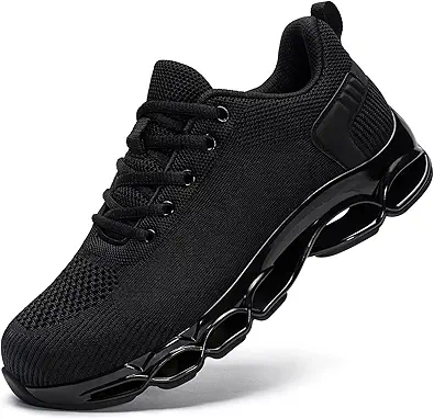 DYKHMILY Steel Toe Wide Sneakers for Women Lightweight Safety Shoes Breathable Slip on Work Shoe