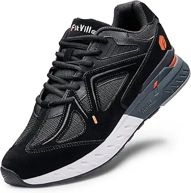 FitVille Extra Wide Walking Shoes for Men Wide Width Sneakers for Flat Feet Heel Pain Relief - Rebound Core