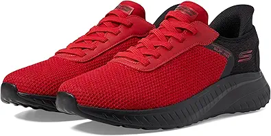 Skechers Men's Hands Free Slip-ins Bobs Squad Chaos-Balanced Edge Sneaker, RED, 14