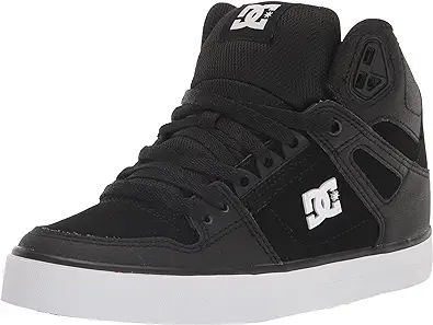 DC Men's Pure High Top Wc Skate Shoes Casual Sneakers, Black/Black/White, 8