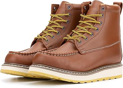 Men's Stylish Classic 6"- 8" Soft Moc Toe EH Leather Work Boot With Non-Slip Wedge Outsole & Goodyear Storm Welt