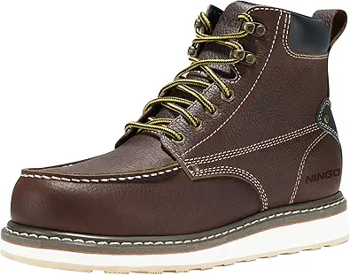 HISEA NINGO Work Boots for Men Steel/Soft Toe Boots, 6ÔÇØ Waterproof Slip Resistant Industrial & Construction Work Boots, Composite Toe Working Boots