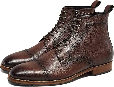 Mens motorcycle boots genuine leather combat casual Dress work boots for men