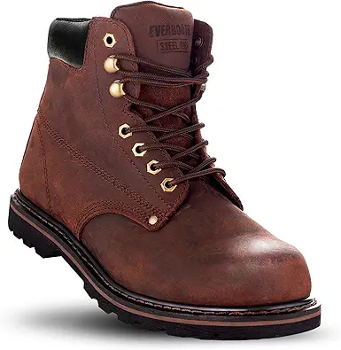 EVERBOOTS Tank S Steel Toe Work Boots for Men, EverFit Comfort Technology, Anti Slip Grip & Ultra Shock Absorption, Heavy Duty Leather Boot, Safety Industrial Workwear Construction