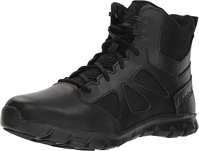 Reebok Men's Rb8605 Sublite Cushion Tactical 6" Soft Toe Boot with Side Zipper Black Military