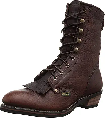 Ad Tec Men's 9" Packer Tumbled Leather Lacer Work Boots for Men, Chestnut - Plain Soft Toe, Moderate Mens Hiking Boots